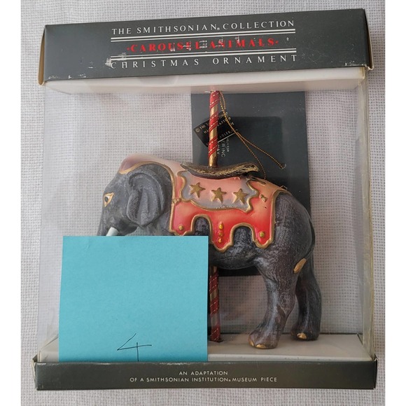 Christmas Ornament Carousel Elephant Ornament Vintage New Smithsonian Museum I - Picture 9 of 9